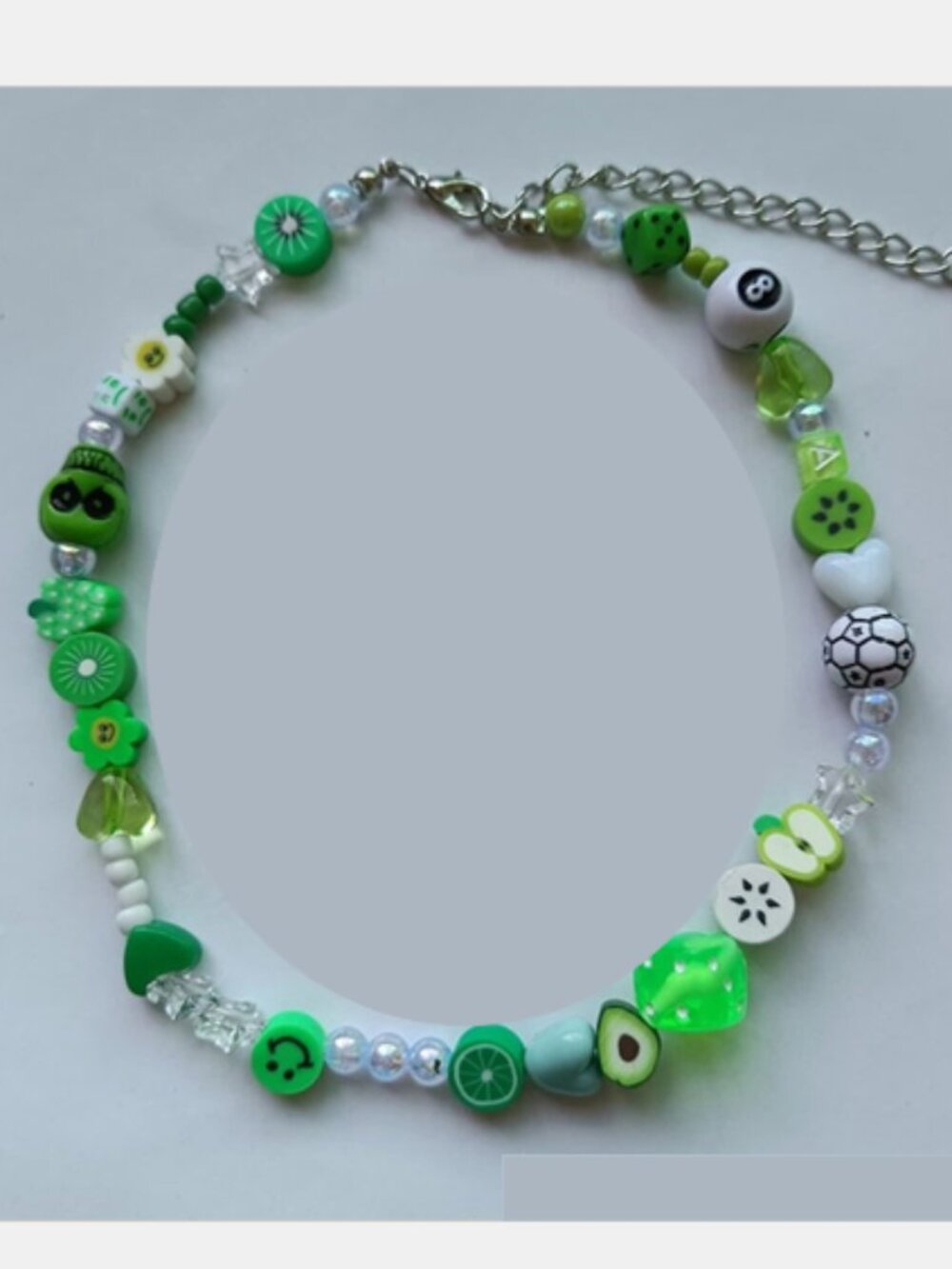 Free People Green Beaded Indie Sleaze Novelty Charm Statement Necklace